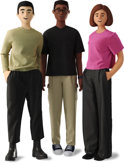 young people in casual clothing standing